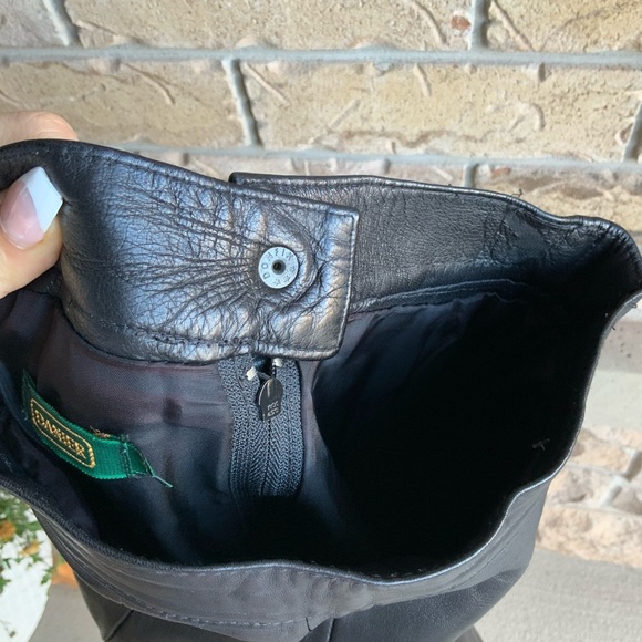 Vintage 90’S DANIER Black Leather Pants High Waisted Fitted Women’s Size 22” XXS - Picture 14 of 16